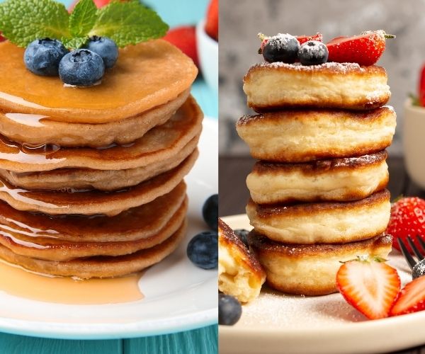 Serve: Stack pancakes sky high and serve warm with a pad of butter, or drizzled in sugar-free syrup if desired along side fresh berries.