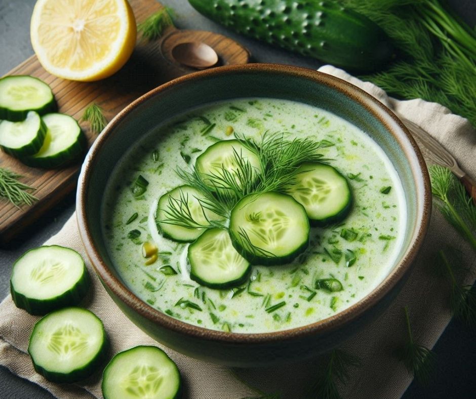 Chilled cucumber dill soup