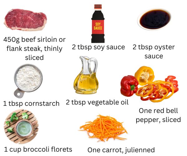 chines beef mixed vege tables ingredient