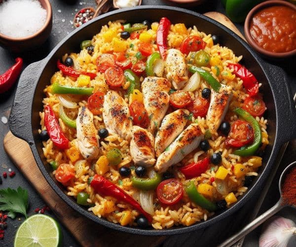 One Pan of Chicken Fajita Rice