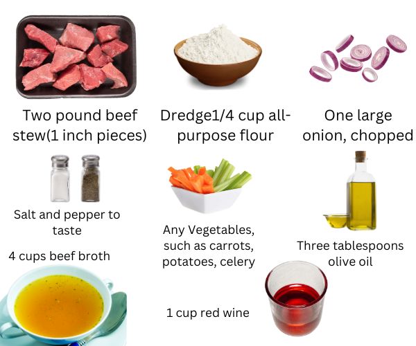 slow cooked beef stew dutch oven ingredient